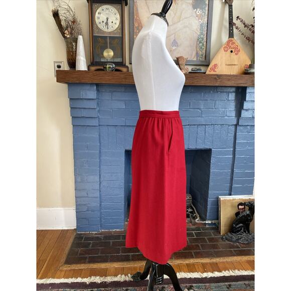 Vintage 60s Red Pencil Skirt 100% Virgin Wool Lined Women’s Size 10 Read / S - Picture 3 of 16